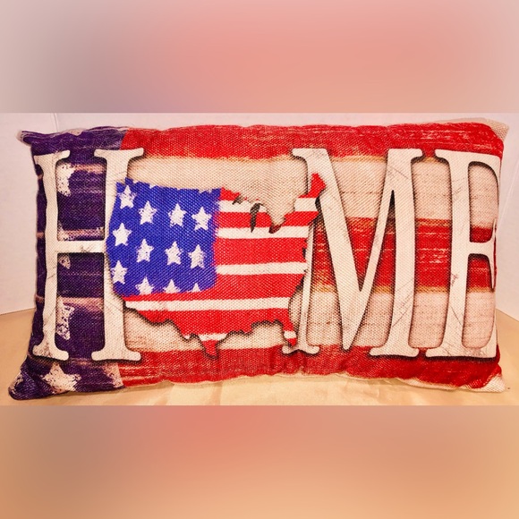 Stars Stripes Patriotic USA Map Flag Decorative Pillow Home Print Living Room